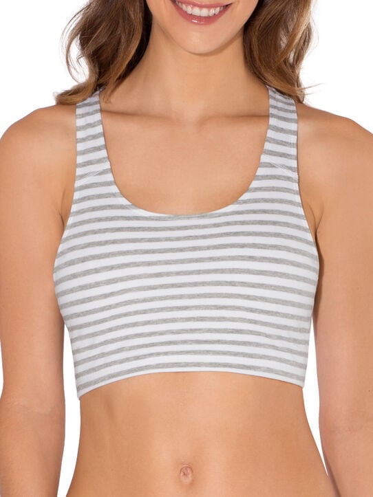 Women's Tank Style Sports Bra, 3 Pack SKINNY STRIPE/ WHITE/ HEATHER GREY