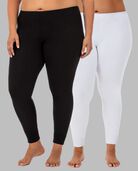 Women's Plus Size Thermal Bottom, 2 Pack BLACK/WHITE
