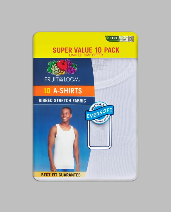 Men's A-Shirt, White 10 Pack White