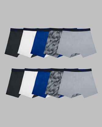 Boys' Breathable Cotton Boxer Briefs, Assorted 10 Pack 