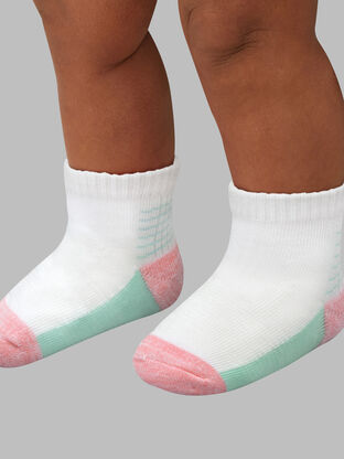 Baby Girls' Beyondsoft® Grow and Fit Ankle Socks, Pink/Gray/Blue 10 Pack 