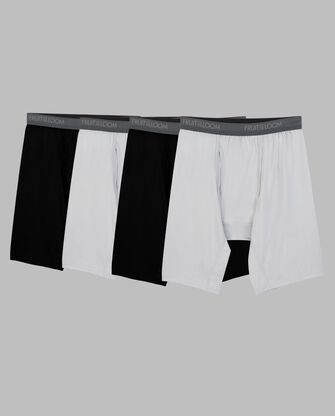 Men's Micro-Stretch Long Leg Boxer Briefs, 2XL Black and Grey 4 Pack 