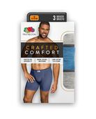 Men's Crafted Comfort Fabric Covered Waistband Assorted Boxer Briefs, 3 Pack, Extended Sizes Assorted Color