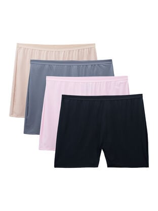 Women's Plus Fit for Me® Microfiber Slip Short Panty, Assorted 4 Pack 