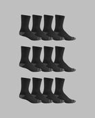 Men's Dual Defense®Crew Socks, 12 Pack, Size 6-12 BLACK/GREY