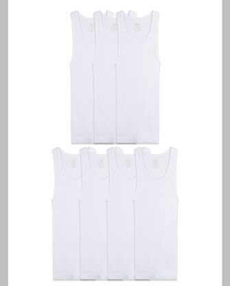 Boys' White Tank Top A-Shirts, 7 Pack 