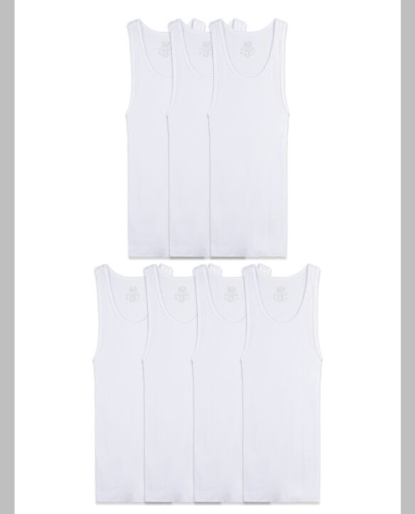 Boys' White Tank Top A-Shirts, 7 Pack White