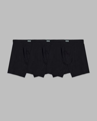 Men's Crafted Comfort™ Fabric Covered Waistband Boxer Briefs, Black 3 Pack ASSORTED