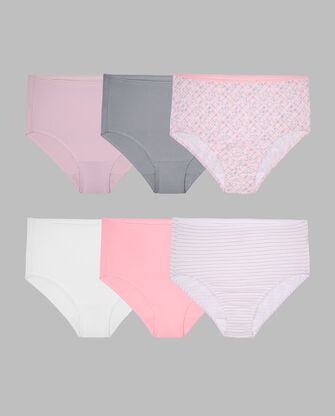 Women's Plus Fit for Me® Cotton Stretch Brief Panty, Assorted 6 Pack 