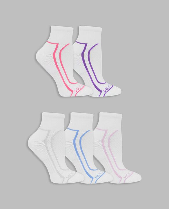 Women's Coolzone® Cushioned Cotton Crew Socks, 5 Pack WHITE/LAVENDAR, WHITE/PINK, WHITE/BLUE, WHITE/PURPLE, WHITE/GREY