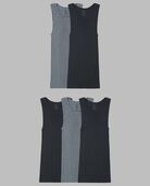 Men's Active Cotton Blend A-Shirt, Black and Grey 8 Pack Black and Gray