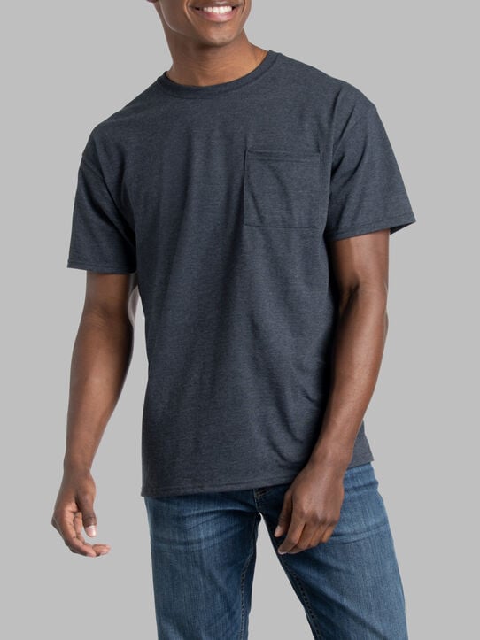 Men’s Eversoft® Short Sleeve Pocket T-Shirt, 2 Pack BLACK HEATHER