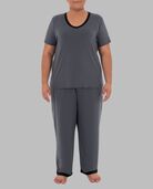 Women's Plus Fit for Me® Soft & Breathable V-Neck Pajama,  2 Piece Pajama Set MONUMENT