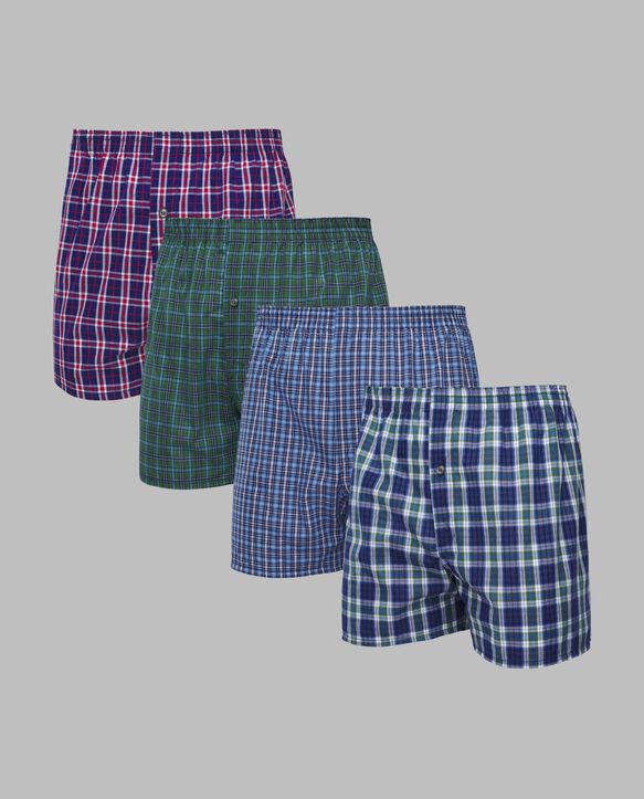 BVD® Men's Boxers, Tartan 4 Pack Assorted