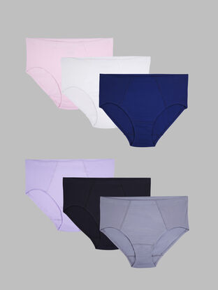 Women's Plus Fit for Me® Flexible Fit Brief Panty, Assorted 6 Pack 