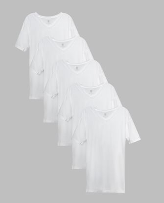 BVD® Men's Short Sleeve Cotton V-neck T-Shirt, White 5 Pack 
