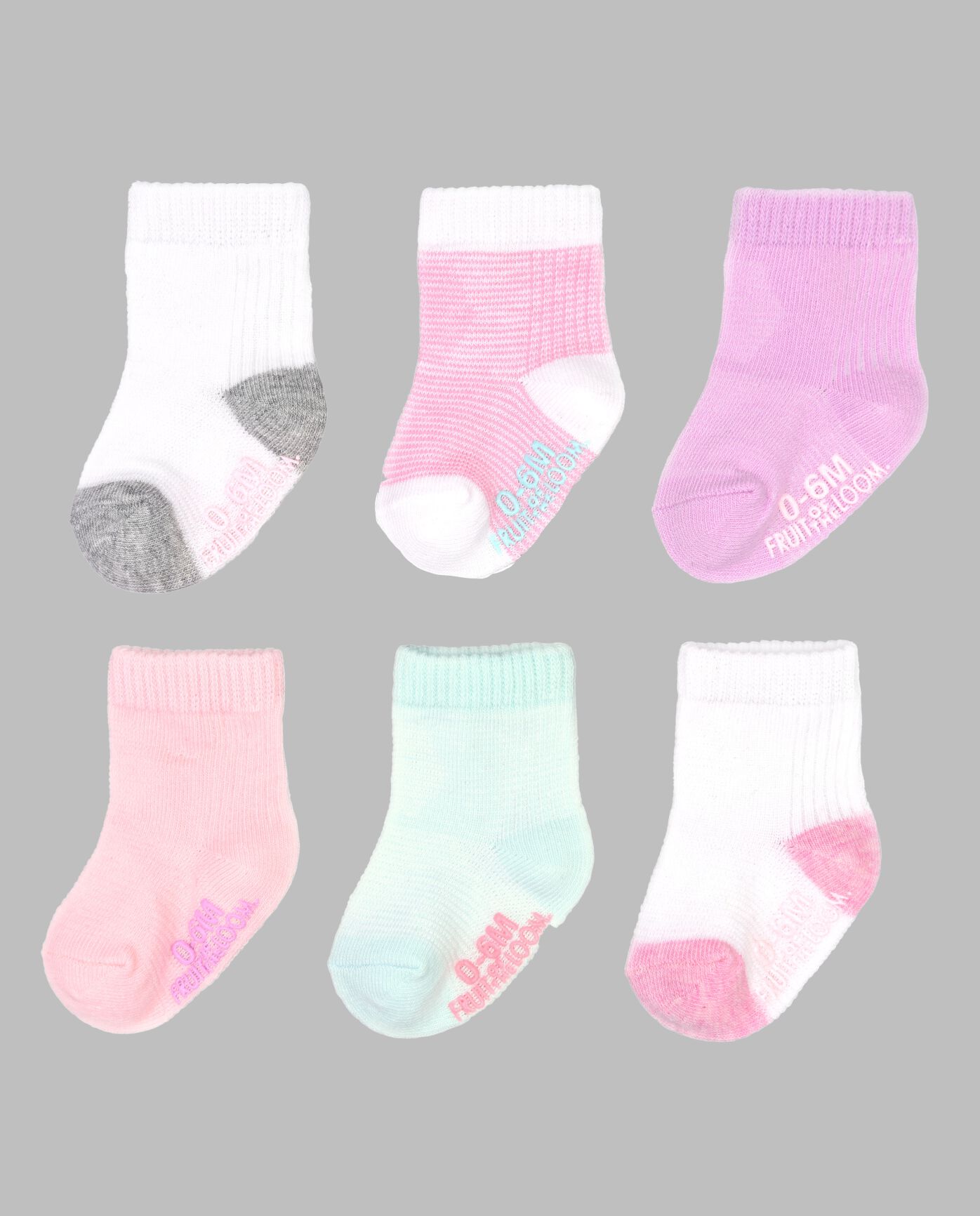 Baby Girls' Grow & Fit Socks, Assorted 6 Pack MULTI