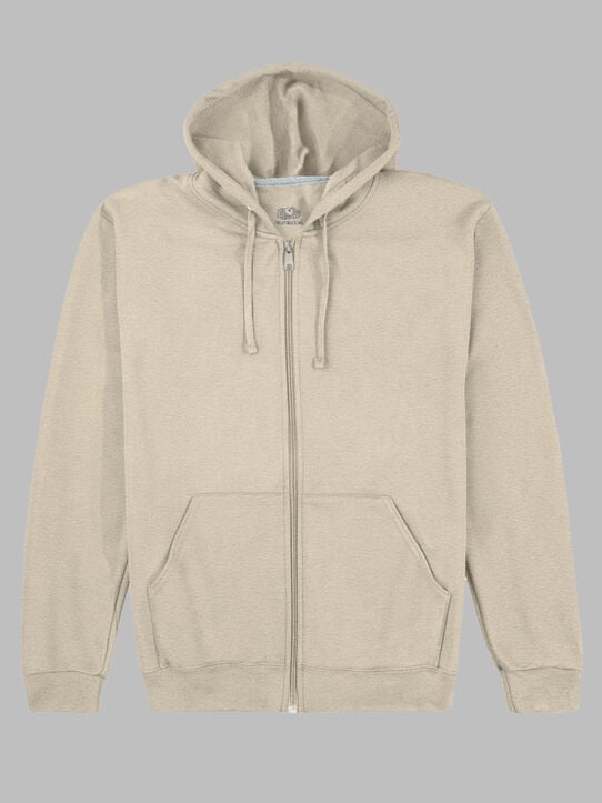 EverSoft®  Fleece Full Zip Hoodie Sweatshirt, Extended Sizes Khaki Heather