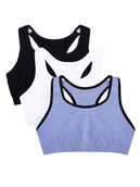 Women's Tank Style Sports Bra, 3 Pack BLUE GEM WITH BLACK/ WHITE/ BLACK