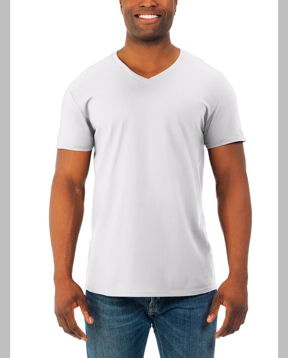 Men's Soft Short Sleeve V-Neck T-Shirt, 4 Pack White
