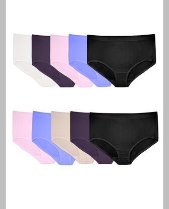 Women's Plus Fit for Me® Breathable Micro-Mesh Brief Panty, Assorted 10 pack Assorted