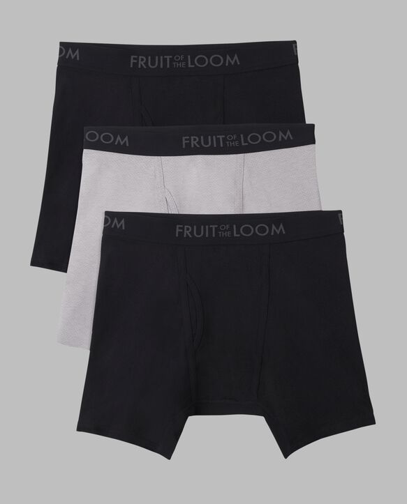 Men's Breathable cotton Micro-Mesh Boxer Briefs, Black and Gray 3 Pack Assorted