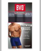 BVD® Men's Ultra Soft Boxer Briefs, Black 3 Pack BLACK