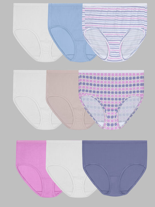 Women's Cotton Brief Panty, Assorted 6+3 Bonus Pack