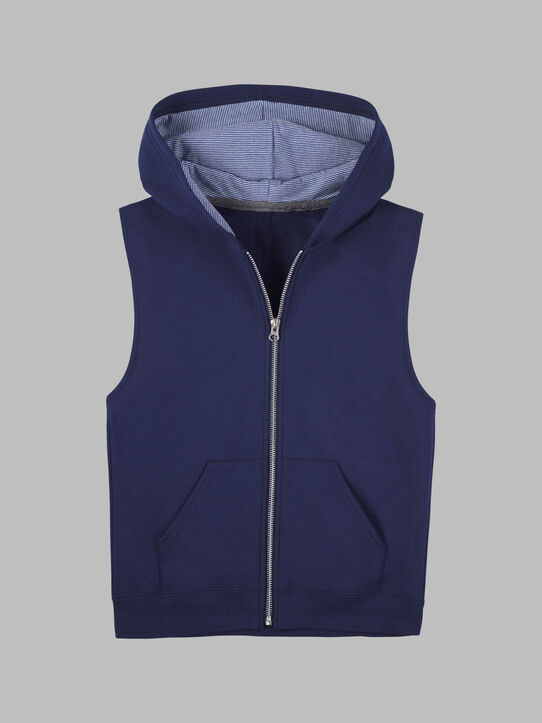 Boys' Fleece Full Zip Sleeveless Vest Navy