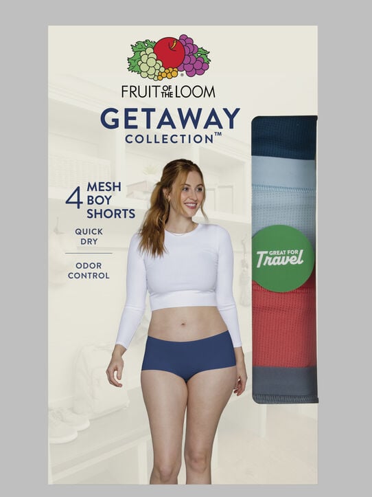 Women's Getaway Collection™, Cooling Mesh Boyshort Underwear, Assorted 4 Pack Assorted