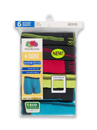 Fruit of the Loom Boys Assorted Micro-Stretch Boxer Briefs, 6 Pack 