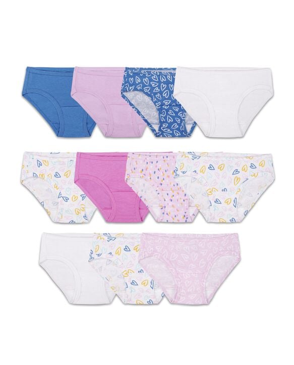 Girls' Assorted Cotton Hipster, 10 Pack Confetti & Hearts Assortment