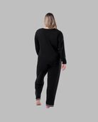 Women's Plus Fit for Me® Soft & Breathable Crew Neck Long Sleeve Shirt and Pants, 2 Piece Pajama Set BLACK SOOT