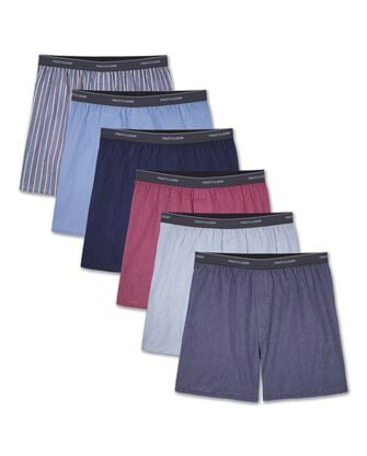 Men's Exposed Waistband Woven Boxers, 6 Pack 