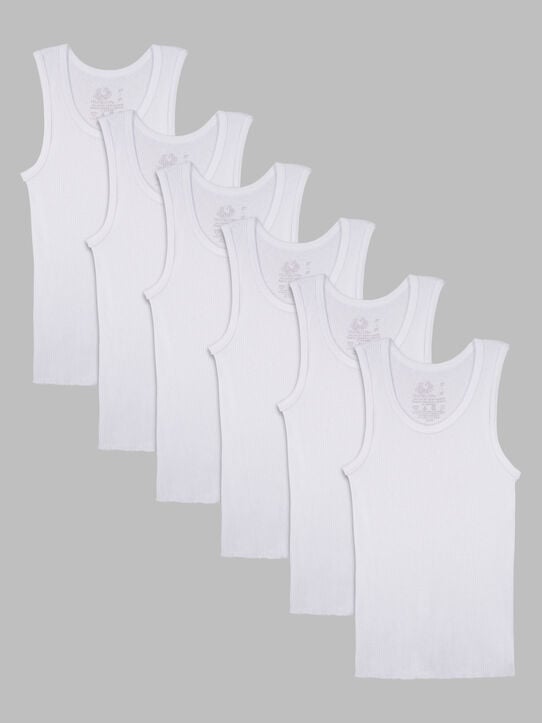 Toddler Boys' Tank, Assorted 6 pack White