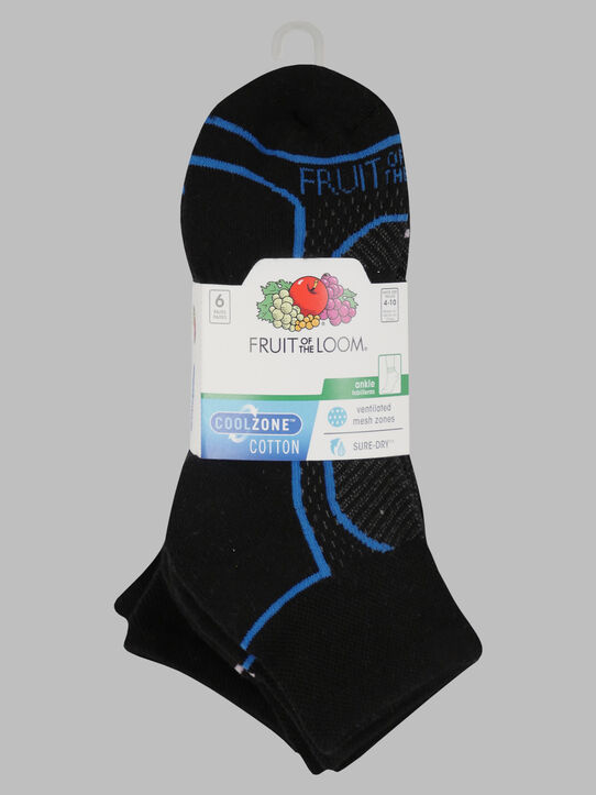 Women's Coolzone Ankle Sock, 6 Pack BLACK MULTI
