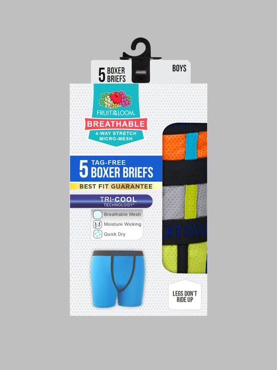Boys' Breathable Micro-Mesh Boxer Briefs, Assorted 5 Pack ASSORTED