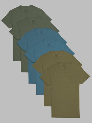 Men’s Short Sleeve Pocket T-Shirt, Assorted 6 Pack 