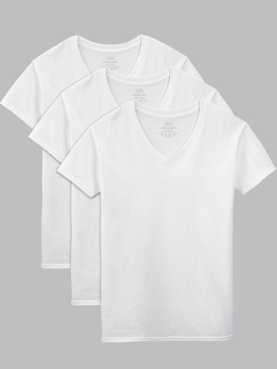 Men's Short Sleeve V-neck T-Shirts, Extended Sizes White 3 Pack White