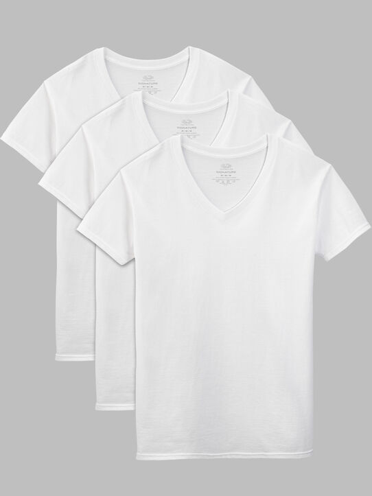 Men's Short Sleeve V-neck T-Shirt, White 3 Pack White