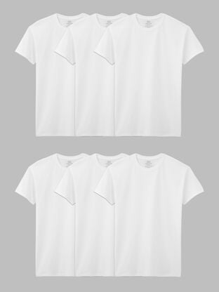 Men's Short Sleeve Crew T-Shirt, Extended Sizes White 6 Pack 