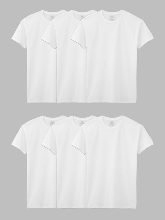Men's Short Sleeve Crew T-Shirt, Extended Sizes White 6 Pack White