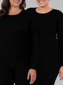 Women's Plus Size Crew Neck Waffle Thermal Top, 2 Pack BLACK/BLACK