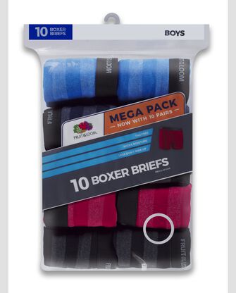 Boys' Striped Boxer Briefs, Mega Value 10 Pack 