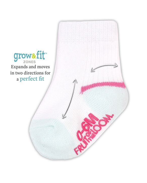 Baby Girls' Grow & Fit Socks, Assorted 6 Pack 