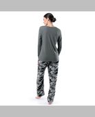 Women's Sleep Top & Fleece Bottom Set GREY HEATHER/BLACK CAMO