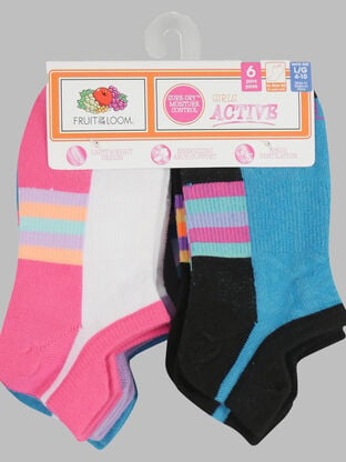 Girls' Active Low Cut Tab Socks, 6 Pack 