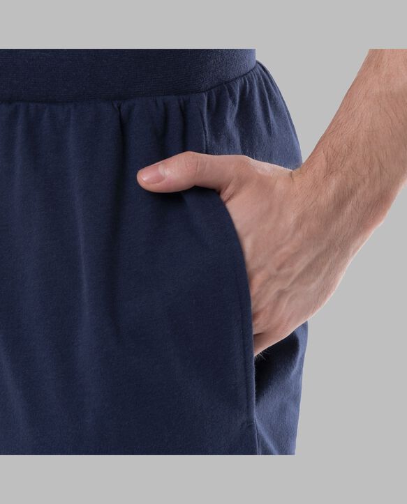 Fruit of the Loom Men's Jersey Short Sleeve Henley Top and Jogger Pant, 2 Piece Set RED/NAVY