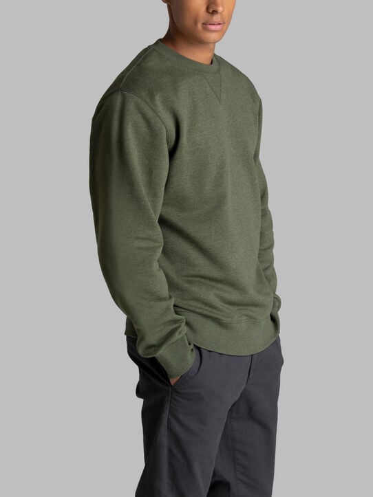 Men's Crafted Comfort Favorite Fleece Crew Military Green Heather