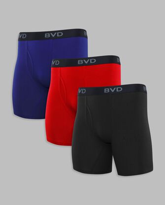 BVD® Men's Cotton Stretch Boxer Briefs, Assorted 3 Pack 